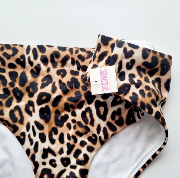 NWT 🐆 Victoria's Secret Pink Bikini Bottom, Leopard Print, Size L - Picture 8 of 8